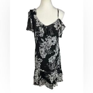 Colleen Lopez Black and White Floral Asymmetrical Dress Size 10